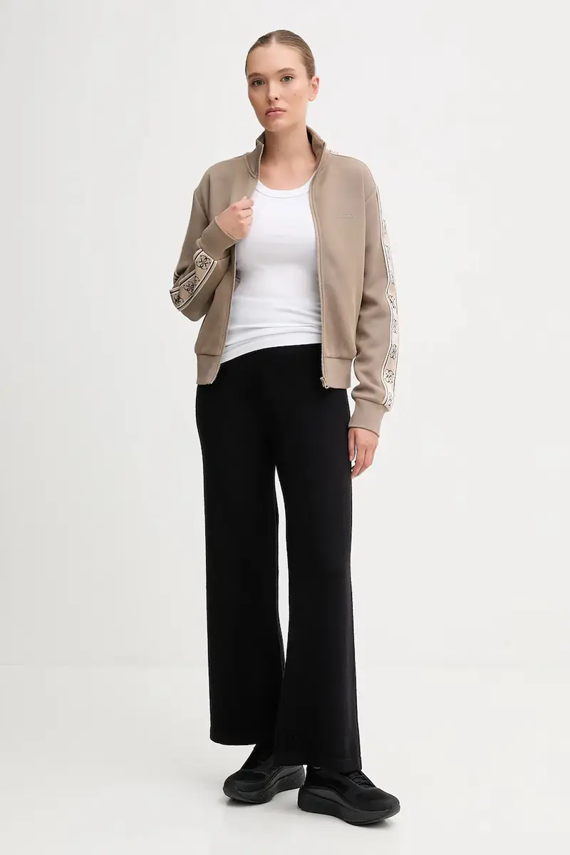 felpa BRITNEY donna colore blu con applicazione V2YQ16 KB3P2 Beige miniatura 2