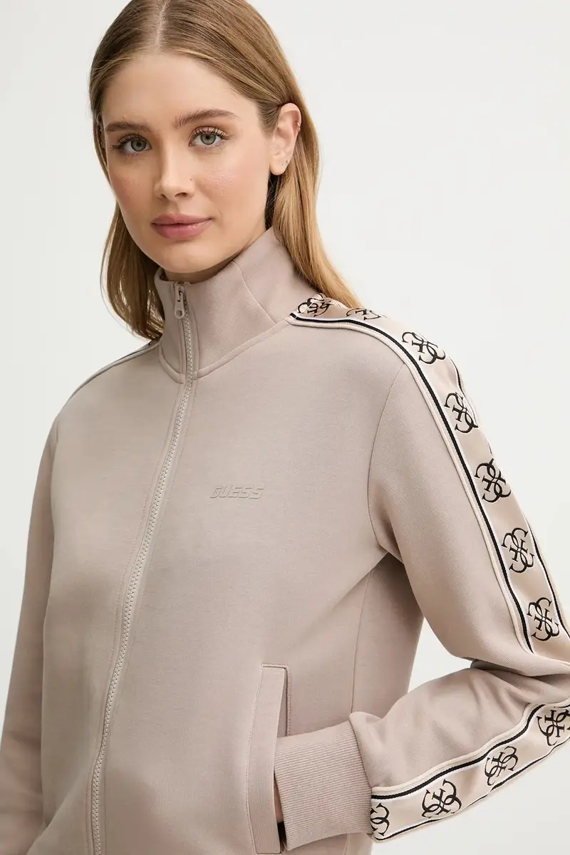 felpa BRITNEY donna colore blu con applicazione V2YQ16 KB3P2 Marrone miniatura 4