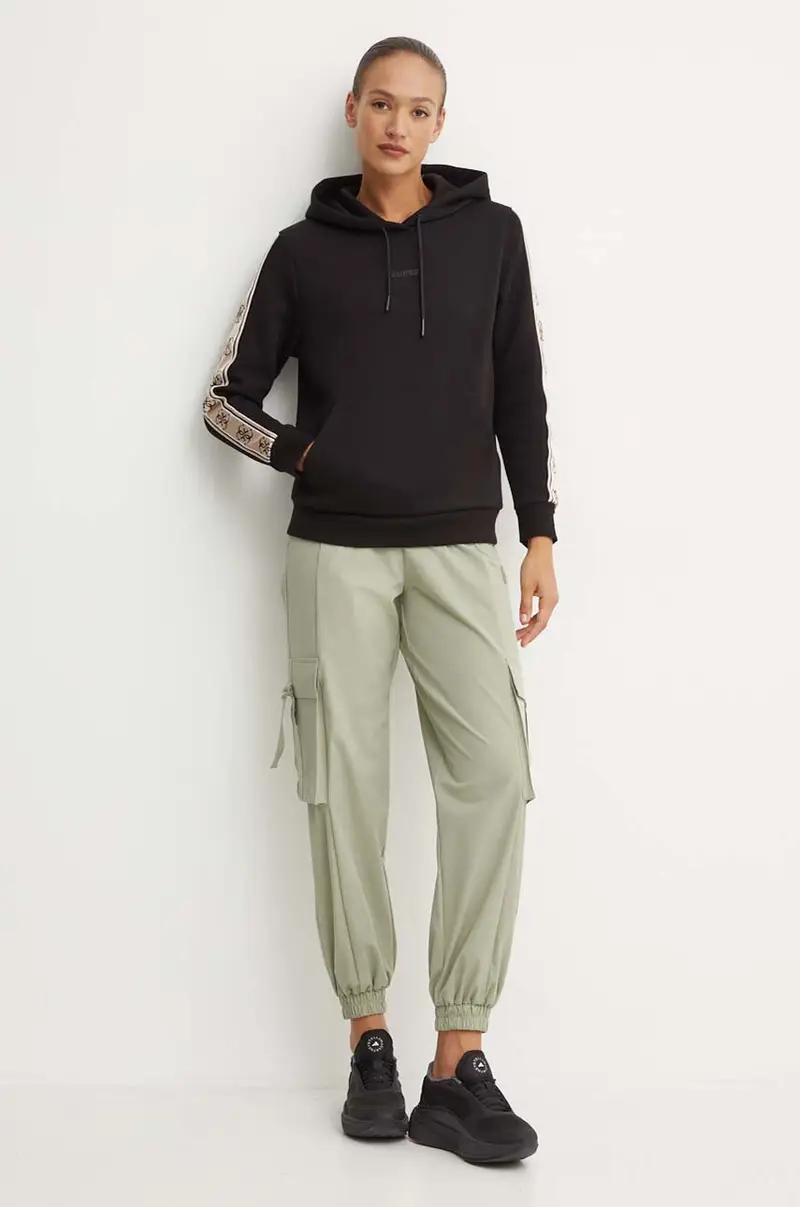 felpa CARLA donna colore nero con cappuccio con applicazione V4YQ11 KB3P2 miniatura 2