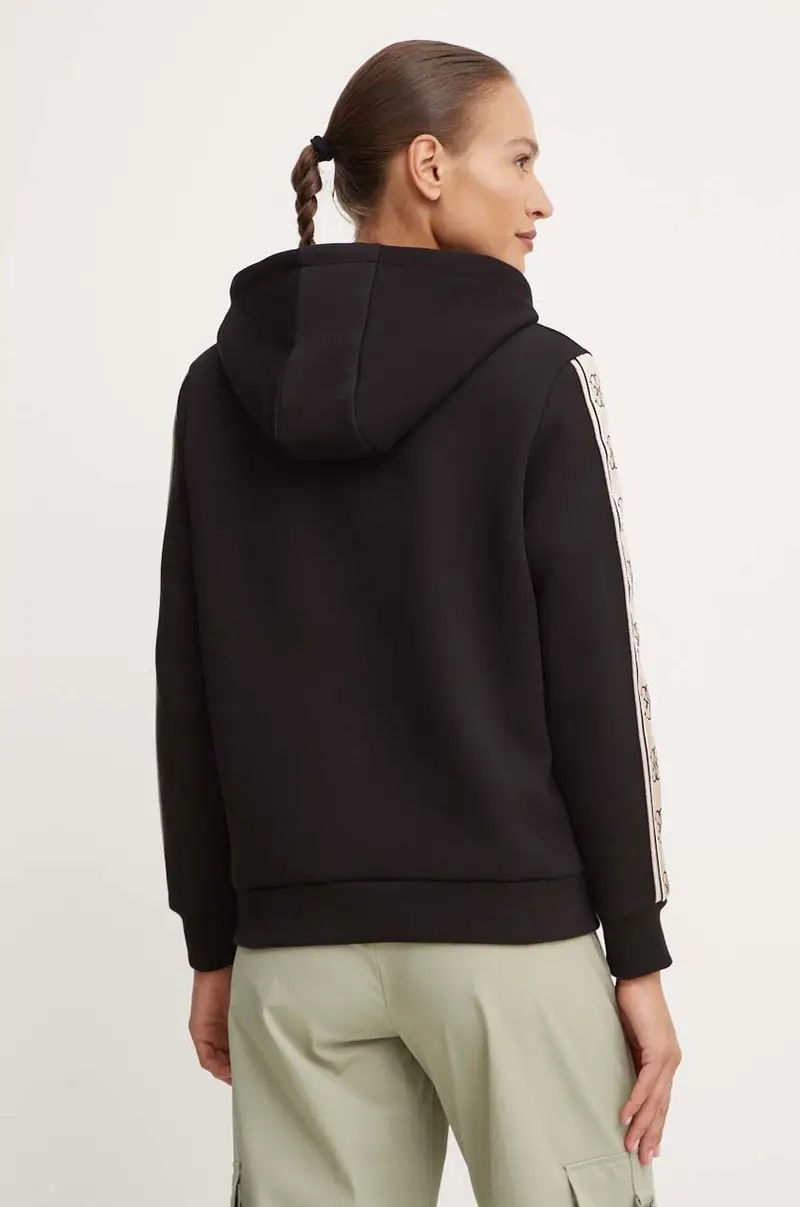 felpa CARLA donna colore nero con cappuccio con applicazione V4YQ11 KB3P2 miniatura 3