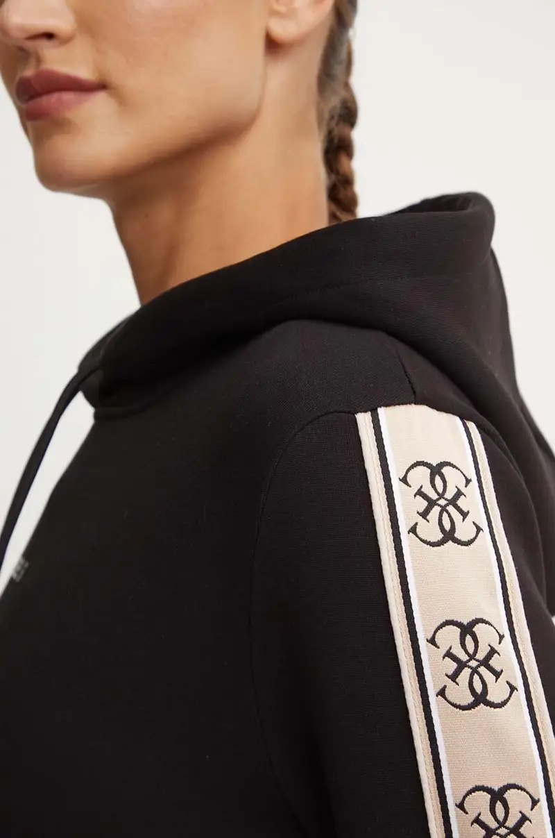 felpa CARLA donna colore nero con cappuccio con applicazione V4YQ11 KB3P2 miniatura 5