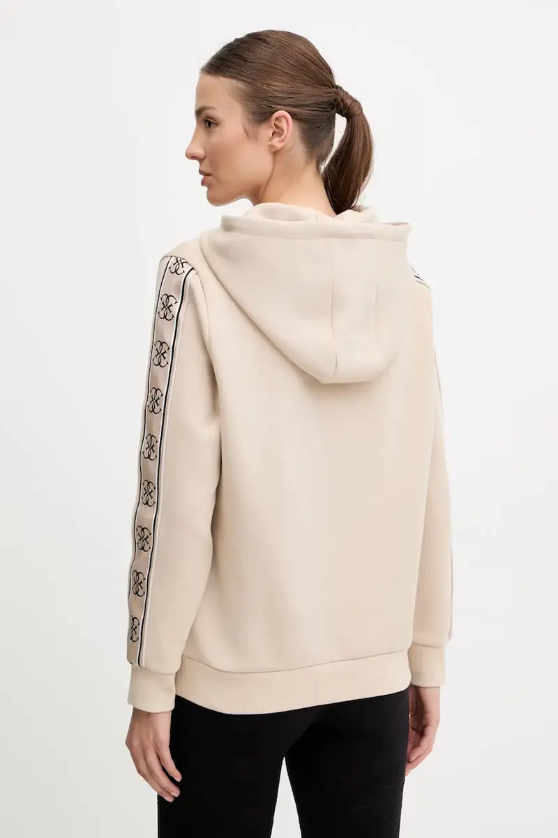 felpa CARLA donna colore rosa con cappuccio con applicazione V4YQ11 KB3P2 Beige miniatura 3