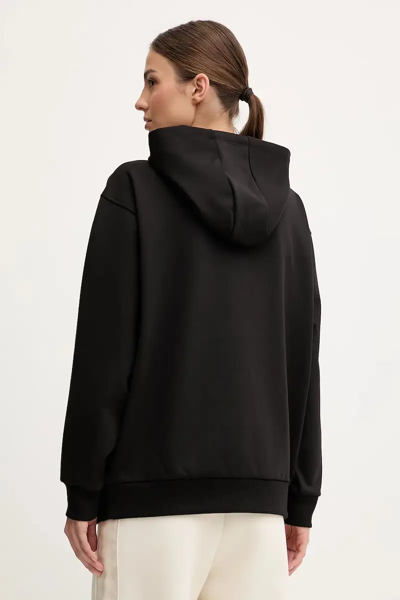 felpa CARMEN donna colore nero con cappuccio con applicazione V5YQ01 KCX22 miniatura 3