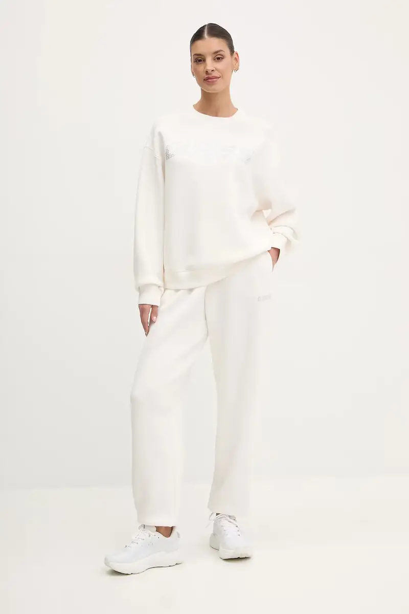 felpa CECILIA donna colore beige con applicazione V4BQ15 K7UW2 miniatura 2