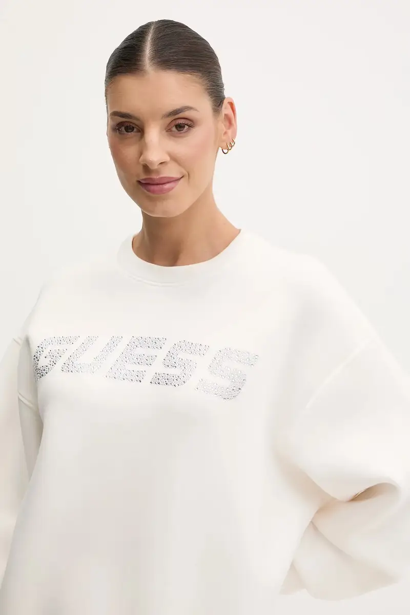 felpa CECILIA donna colore beige con applicazione V4BQ15 K7UW2 miniatura 4