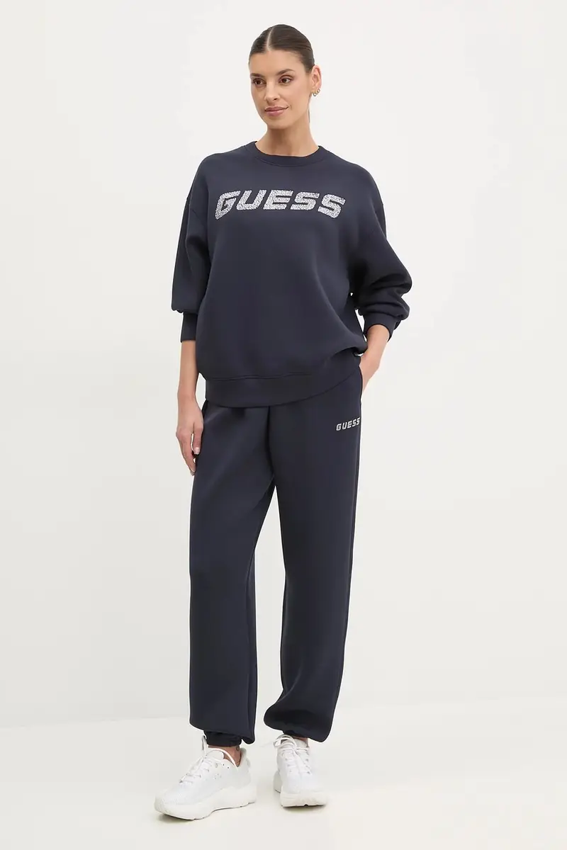 felpa CECILIA donna colore blu con applicazione V4BQ15 K7UW2 Blu navy miniatura 2