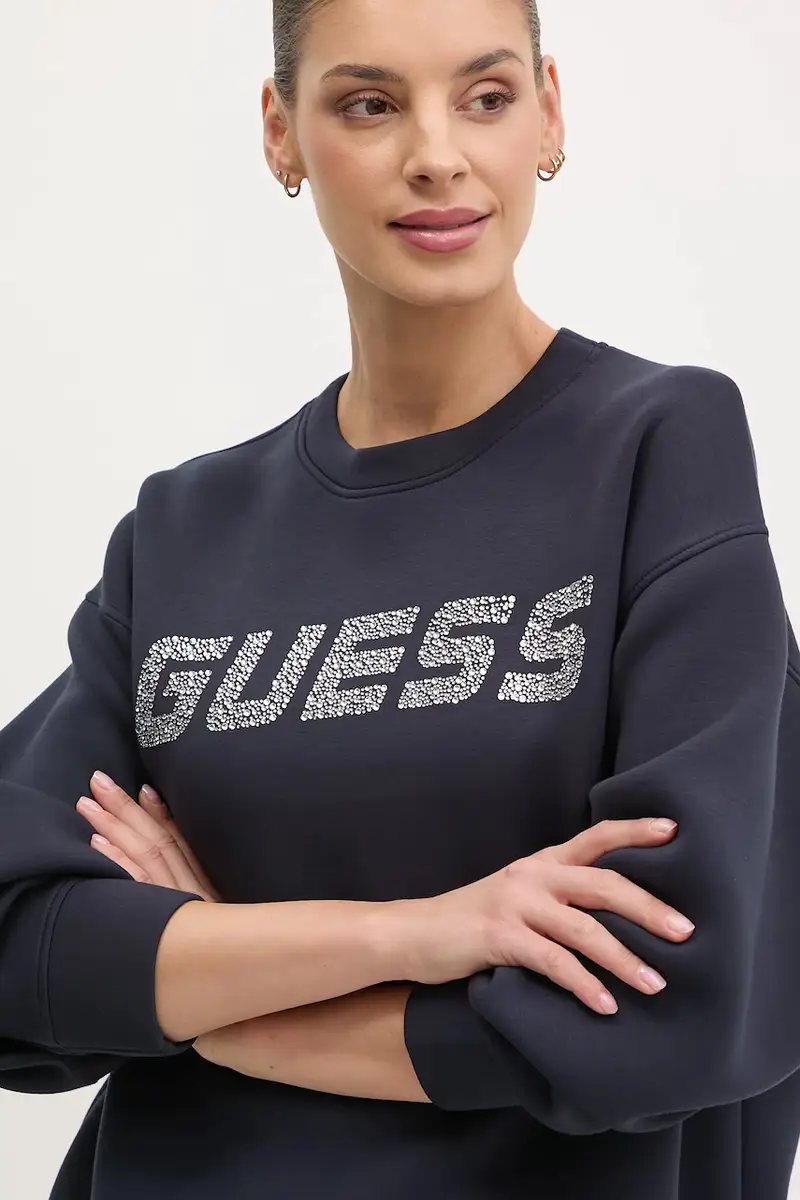 felpa CECILIA donna colore blu con applicazione V4BQ15 K7UW2 Blu navy miniatura 4