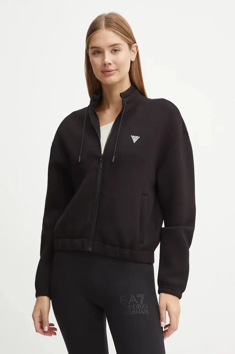 felpa CECILIA donna colore nero con applicazione V4BQ14 K7UW2 miniatura 3