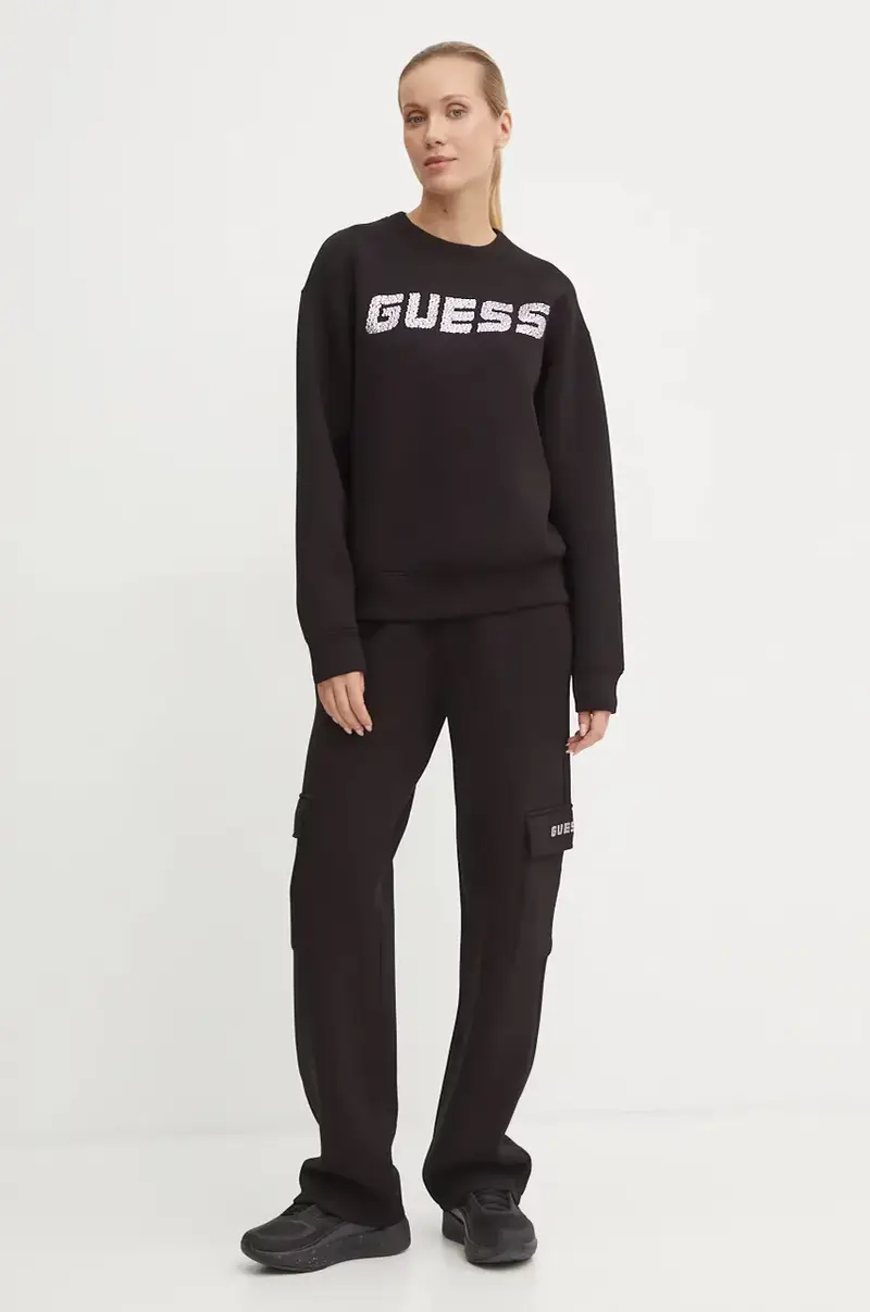 felpa CECILIA donna colore nero con applicazione V4BQ15 K7UW2 miniatura 2