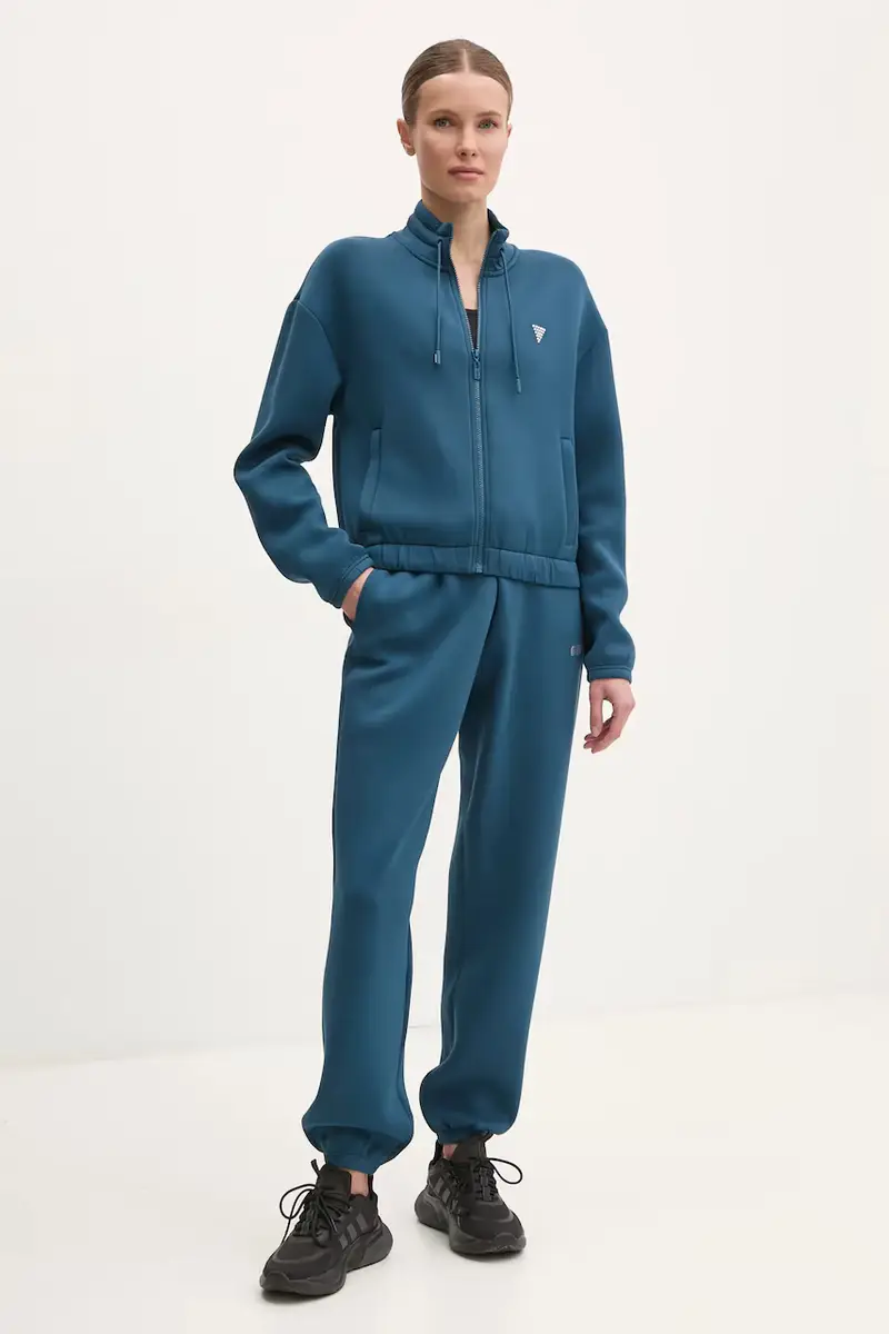 felpa CECILIA donna colore turchese con applicazione V4BQ14 K7UW2 miniatura 2