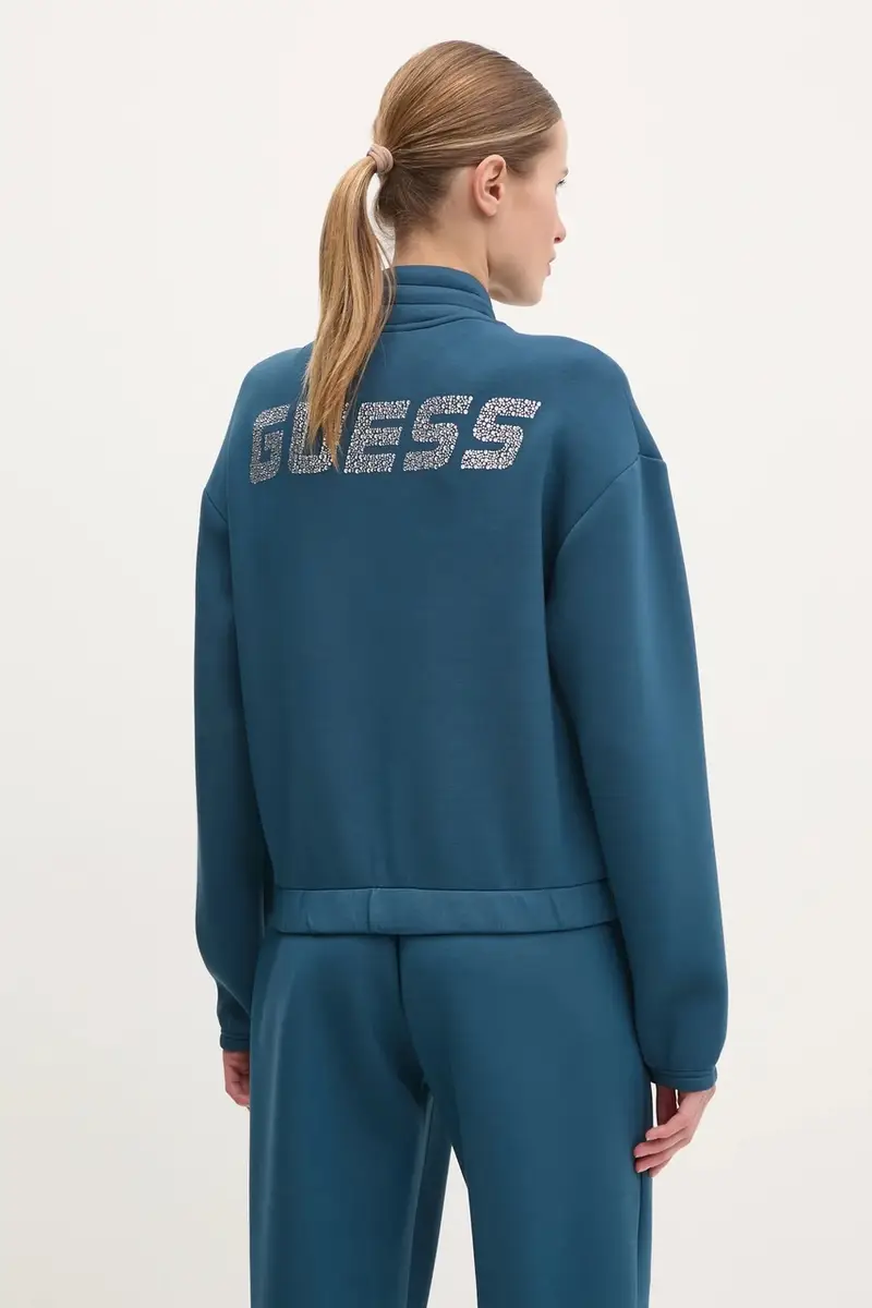 felpa CECILIA donna colore turchese con applicazione V4BQ14 K7UW2 miniatura 3