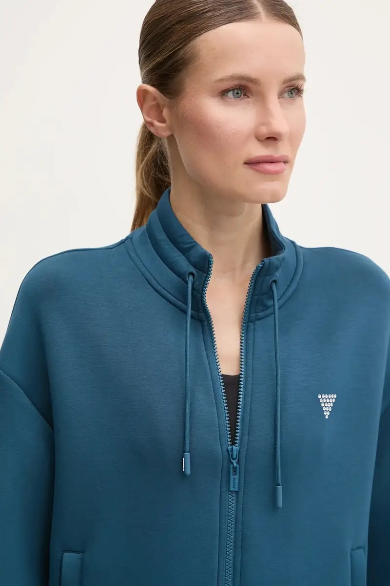 felpa CECILIA donna colore turchese con applicazione V4BQ14 K7UW2 miniatura 4
