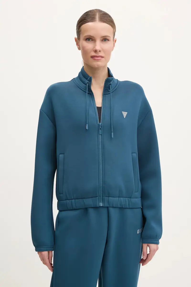 felpa CECILIA donna colore turchese con applicazione V4BQ14 K7UW2