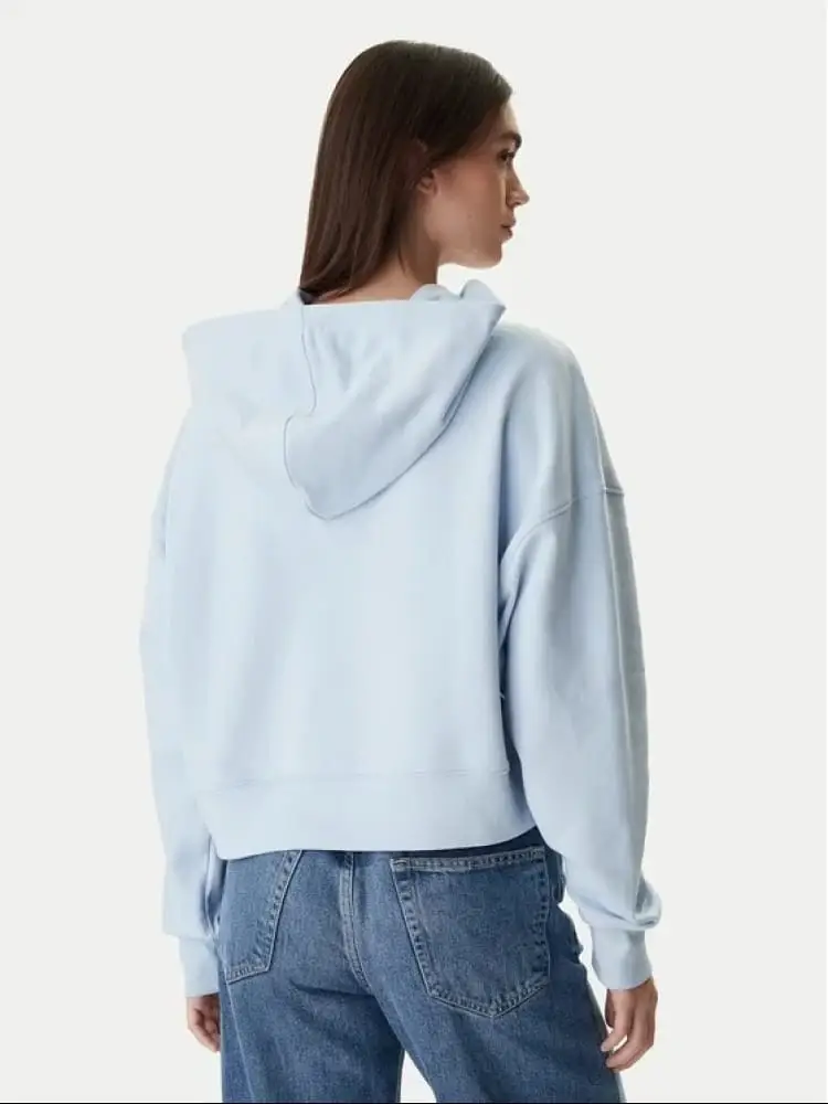 felpa celeste donna logo sul davanti miniatura 2