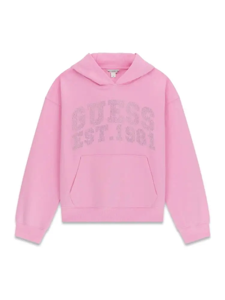 felpa con cappuccio kids/junior in cotone rosa logata