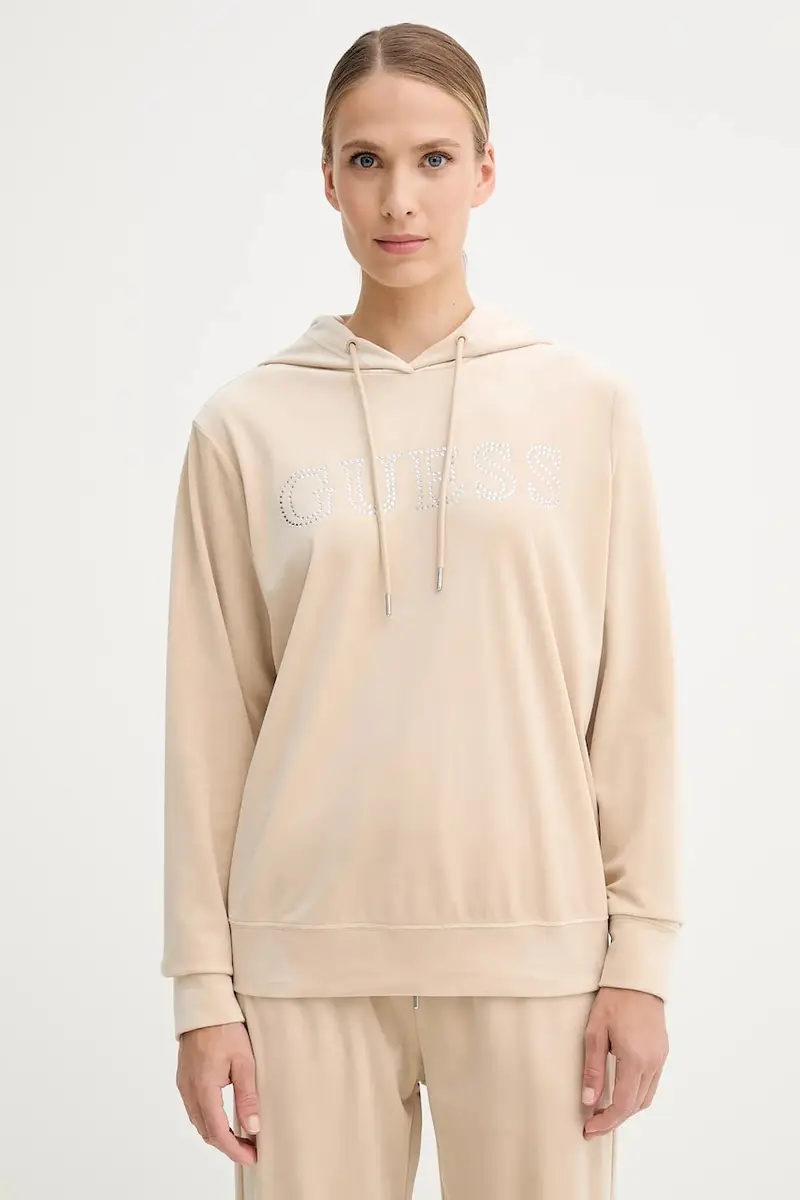 felpa COUTURE donna colore beige con cappuccio con applicazione V4RQ25 K0232