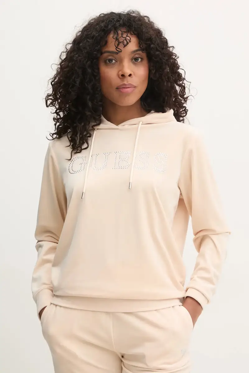 felpa COUTURE donna colore beige con cappuccio V4RQ25 KBXI2