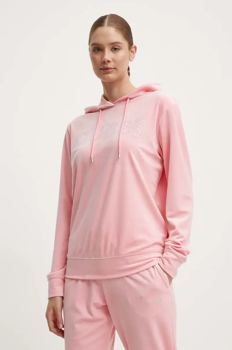 felpa COUTURE donna colore rosa con cappuccio V4RQ25 KBXI2