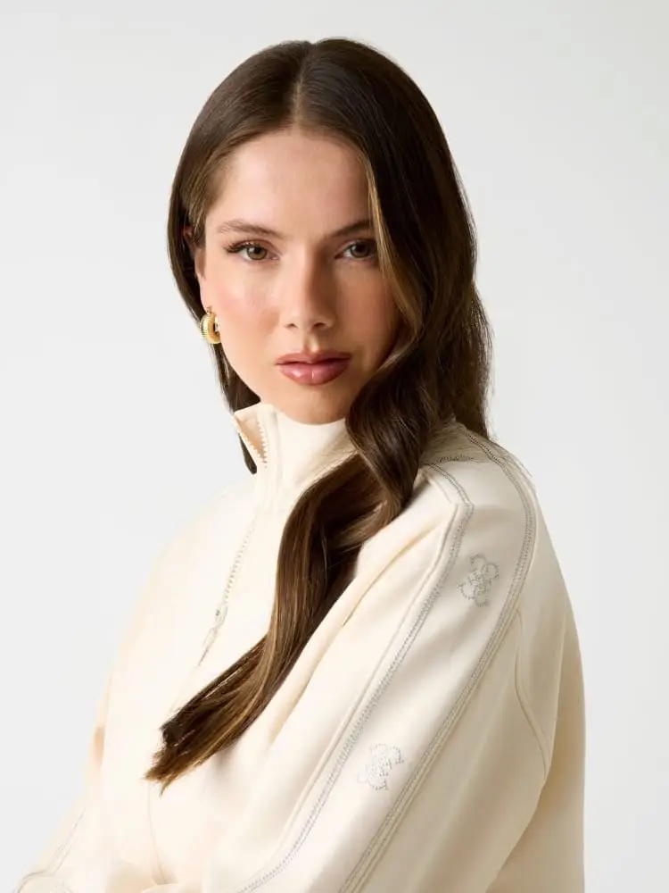 felpa crema donna con logo miniatura 2