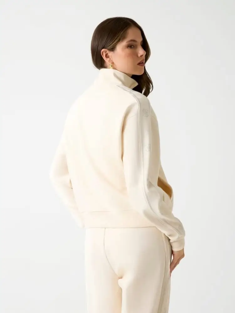 felpa crema donna con logo miniatura 3