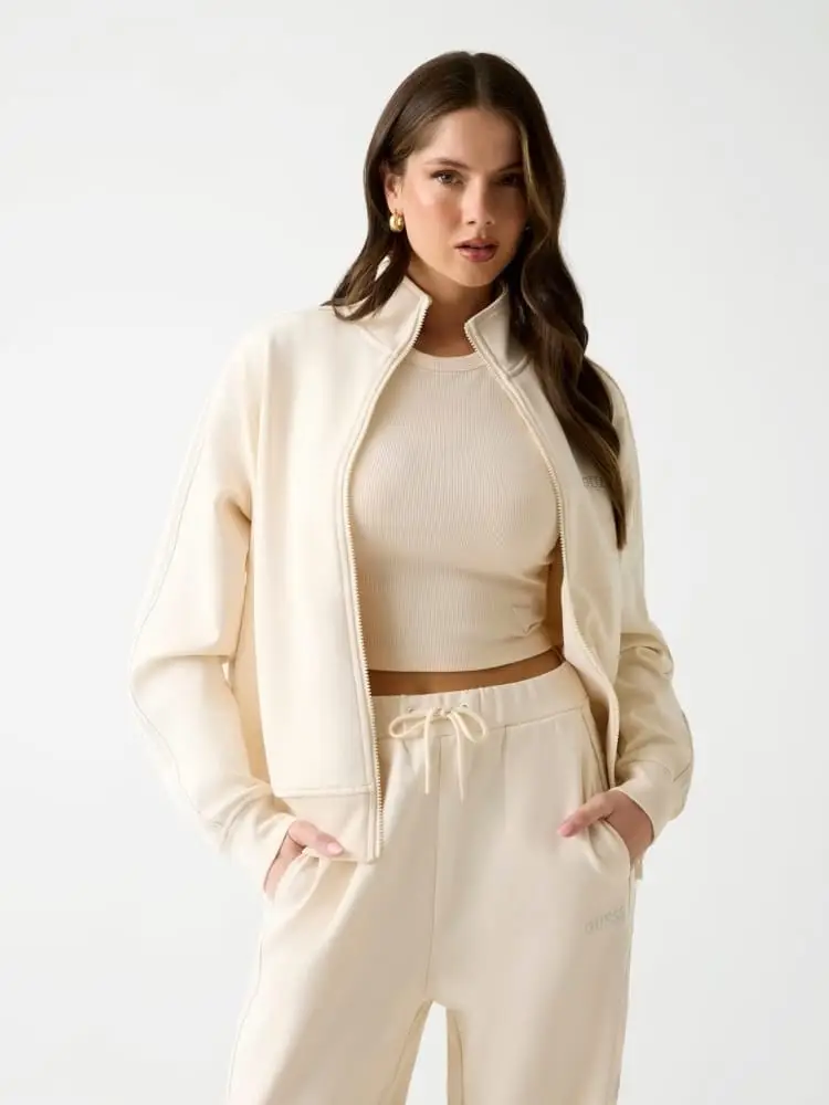 felpa crema donna con logo