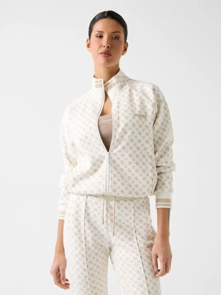 felpa crema donna logo all over