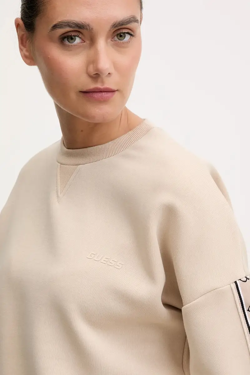 felpa CYMONE donna colore rosa con applicazione V3BQ16 KB3P2 Beige miniatura 4