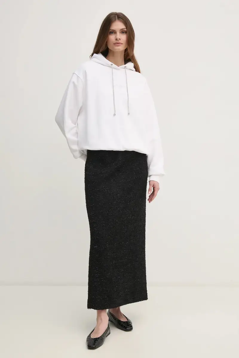 felpa donna colore bianco con cappuccio con applicazione W5RQ00 KBY51 miniatura 2