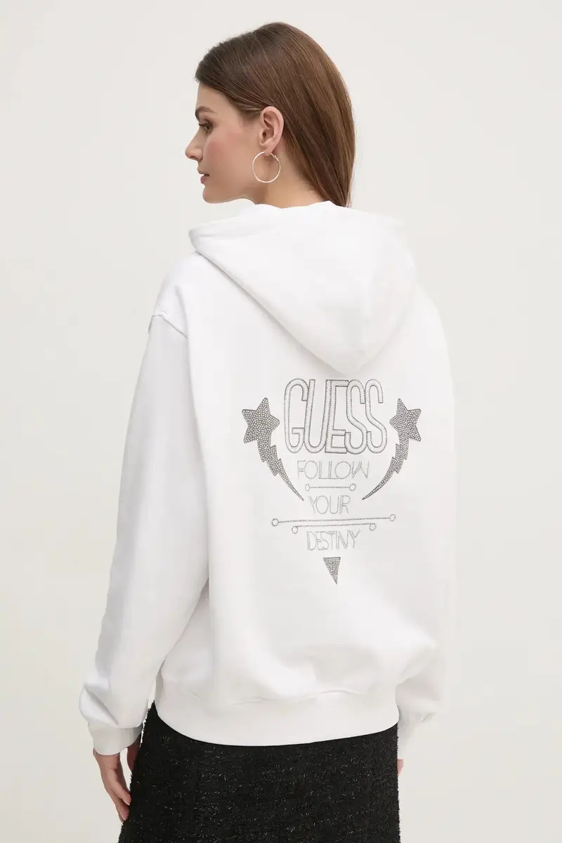 felpa donna colore bianco con cappuccio con applicazione W5RQ00 KBY51 miniatura 3