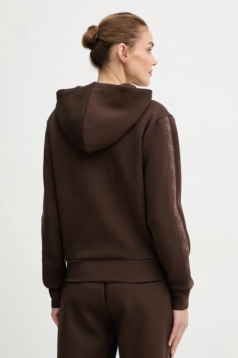 felpa donna colore marrone con cappuccio con applicazione W5YQ05 KBYE2 miniatura 3