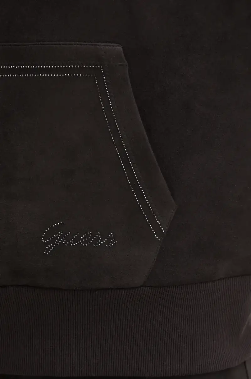 felpa donna colore nero con cappuccio con applicazione W4BQ09 KAUJ2 miniatura 5