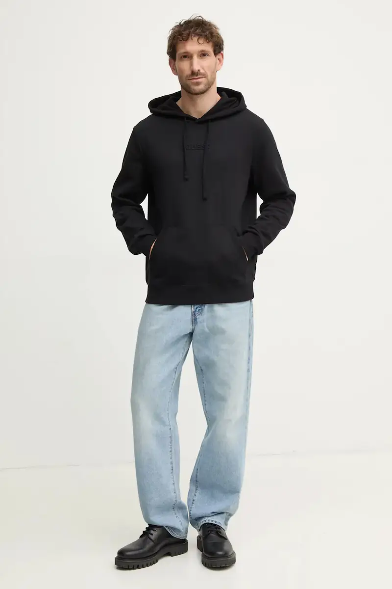 felpa EMBOSSED uomo colore nero con cappuccio M4BQ45 K9YH1 miniatura 2