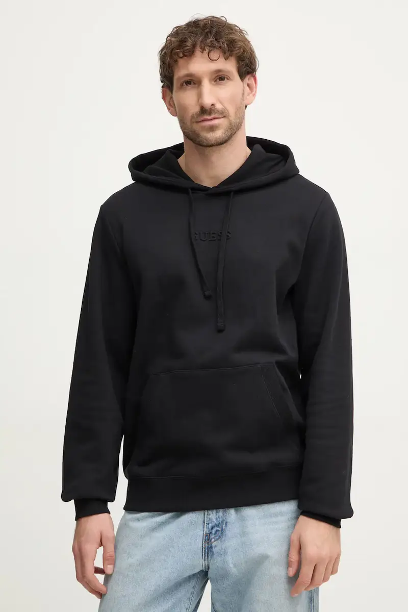 felpa EMBOSSED uomo colore nero con cappuccio M4BQ45 K9YH1