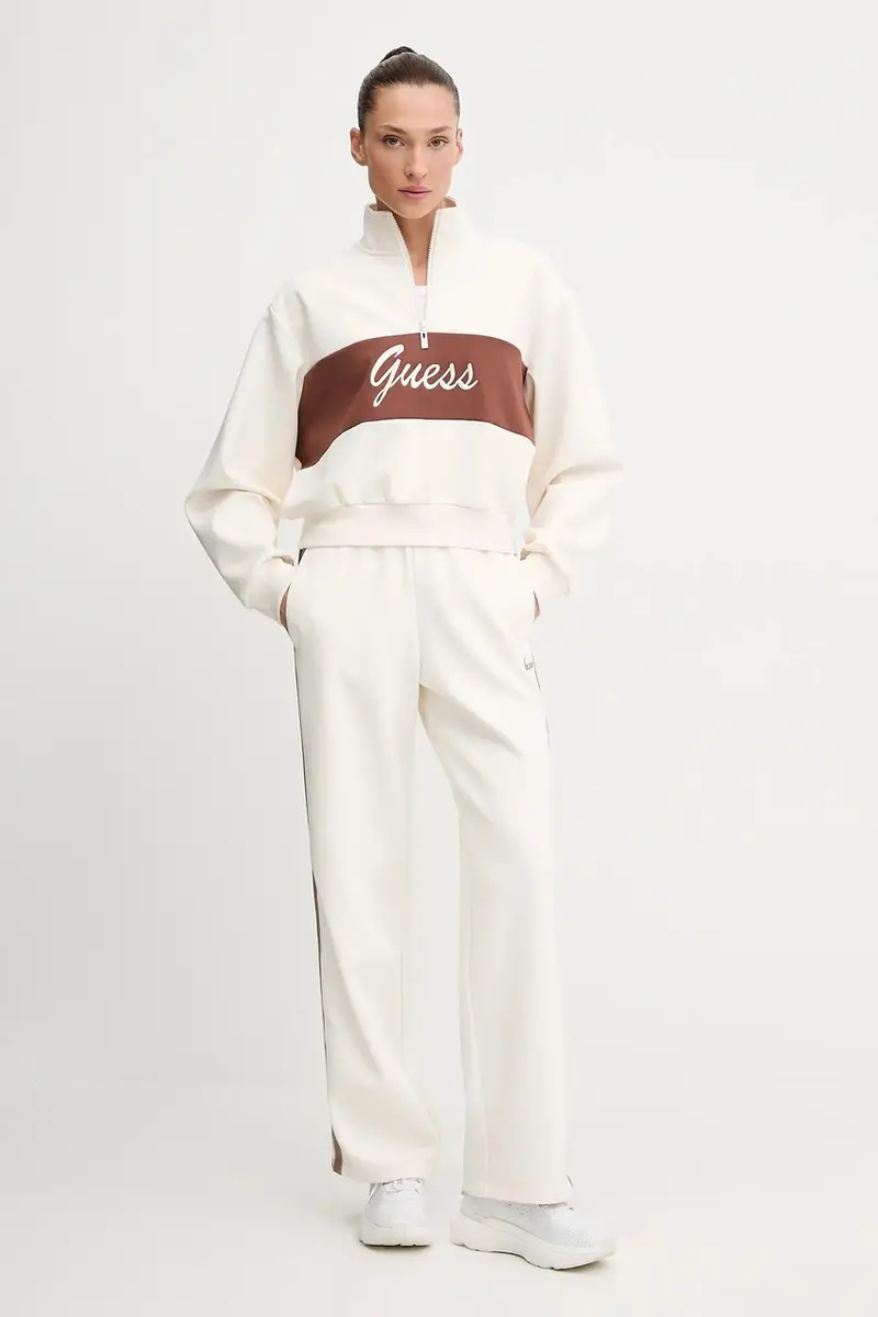 felpa FABIA donna colore beige con applicazione V5BQ00 KCX22 miniatura 2