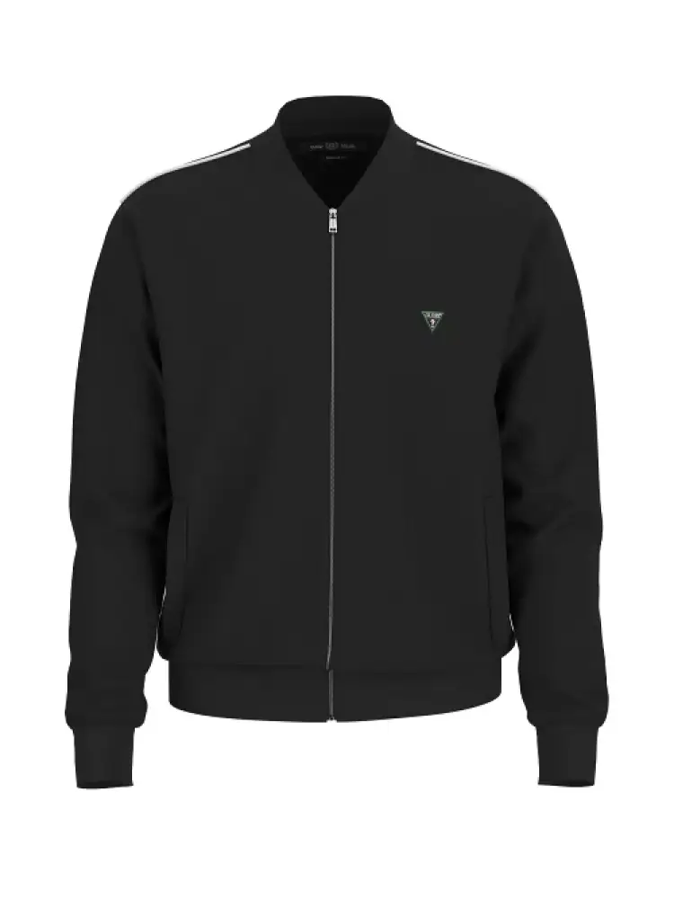 felpa full zip in interlock nero con logo