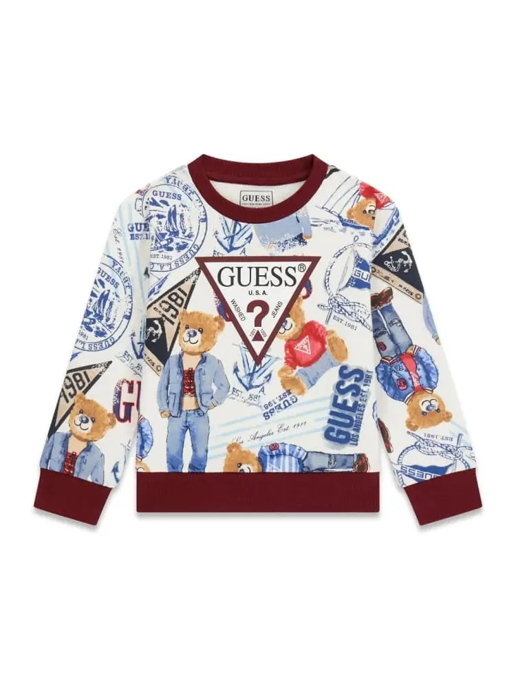 felpa girocollo infant/kids a fantasia con logo frontale