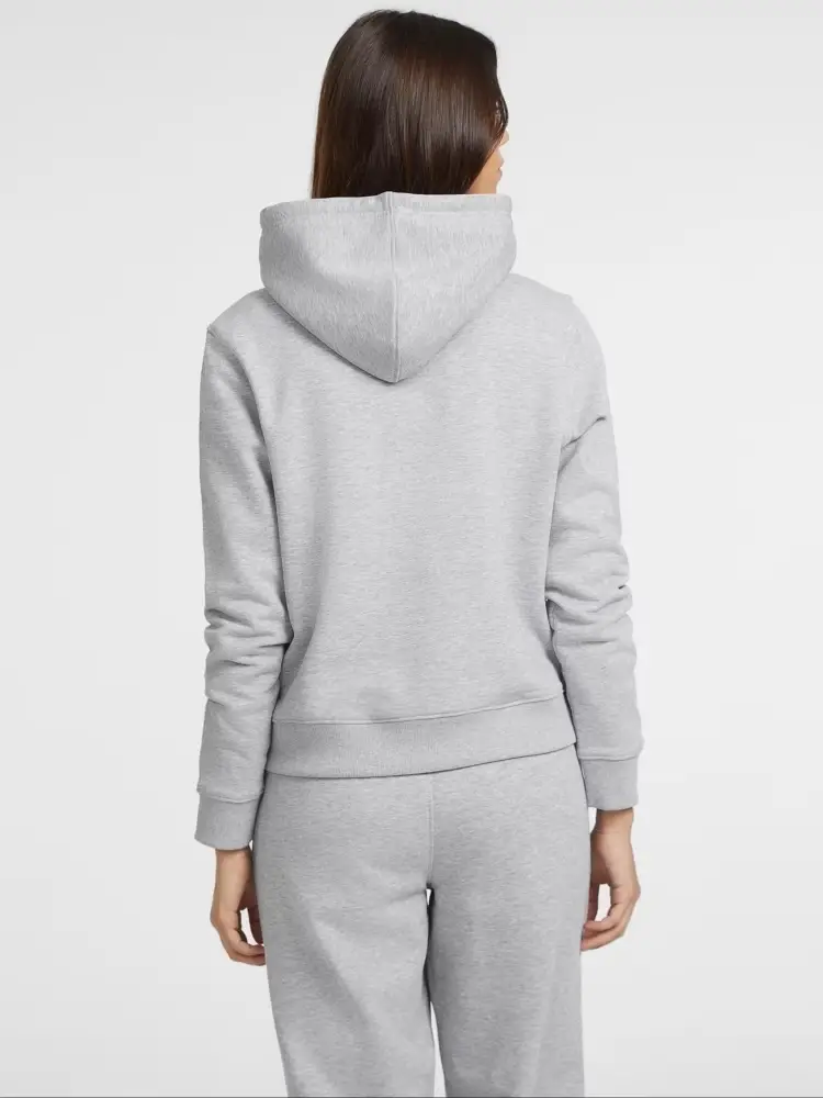 felpa grigia donna in cotone con cappuccio mini logo sul petto miniatura 2
