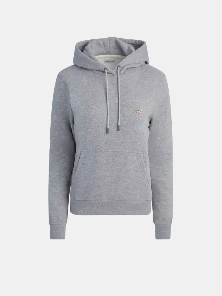 felpa grigia donna in cotone con cappuccio mini logo sul petto