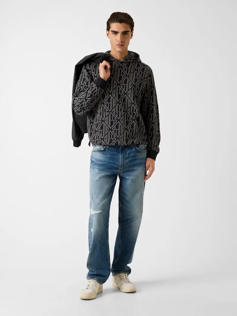 Felpa grigio / nero miniatura 2