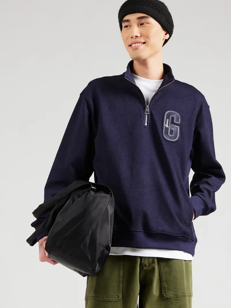 Felpa 'HARRIS' blu scuro / bianco miniatura 2