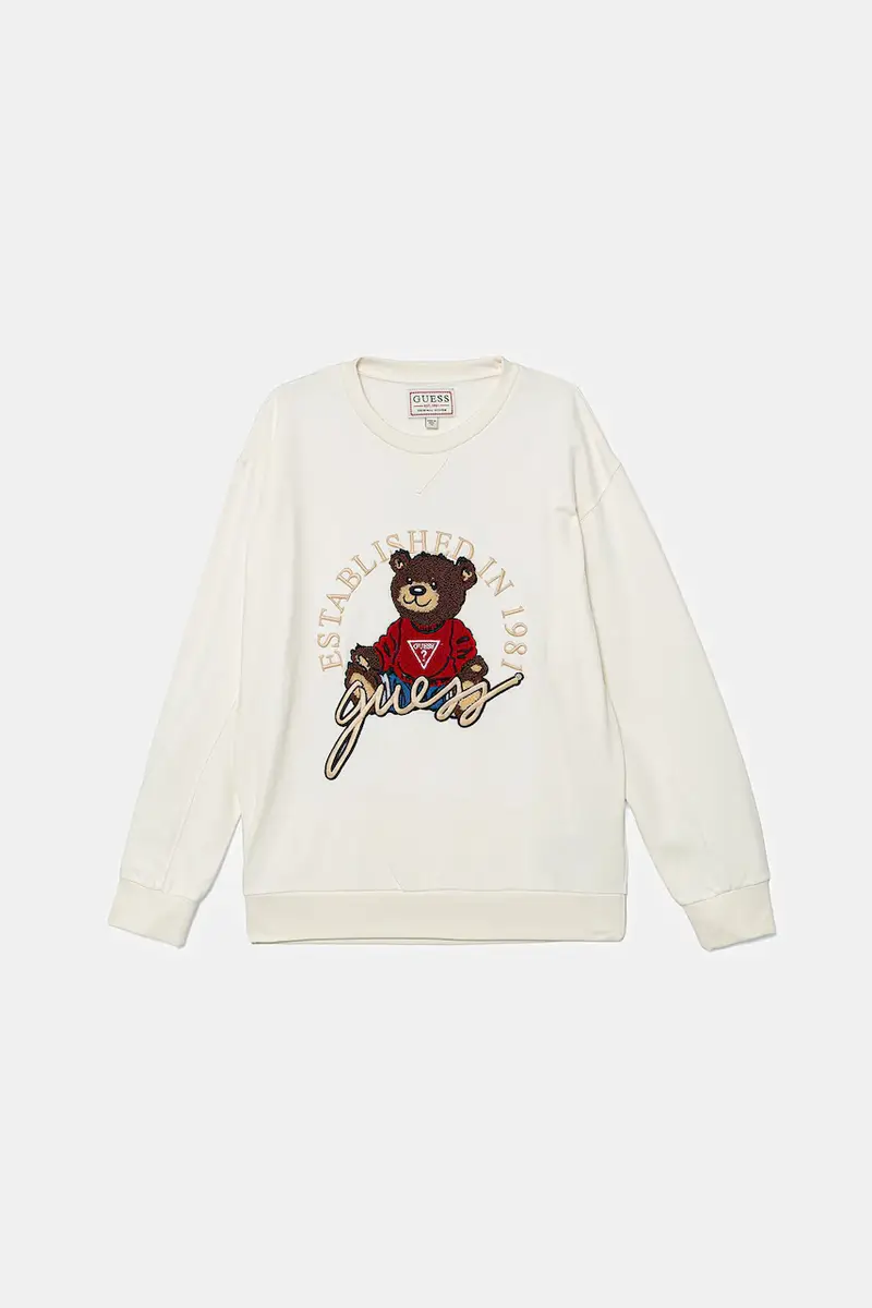 felpa in cotone bambino/a colore beige con applicazione H5YJ00 KAX74