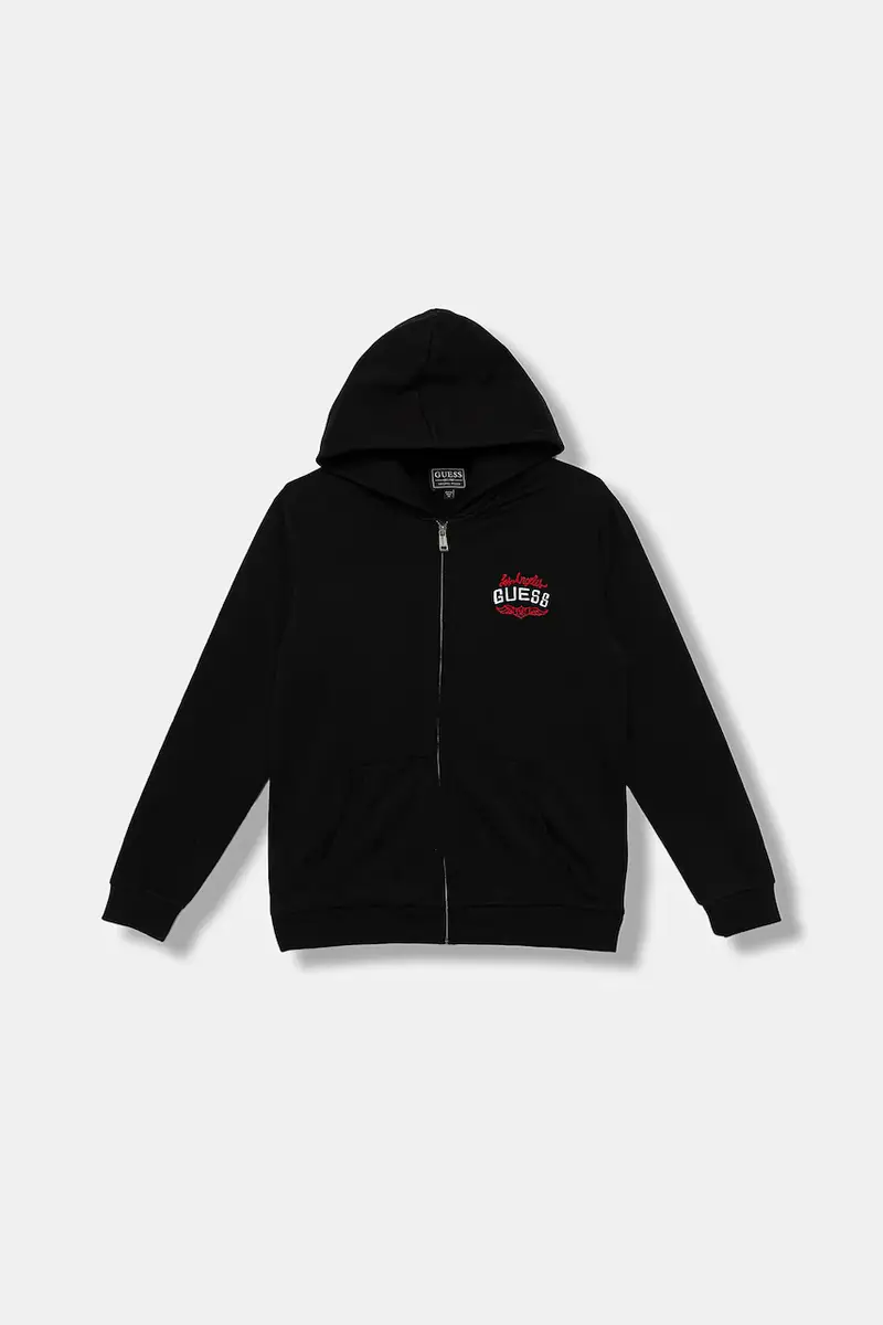 felpa in cotone bambino/a colore nero con cappuccio L5BQ06 KAX74