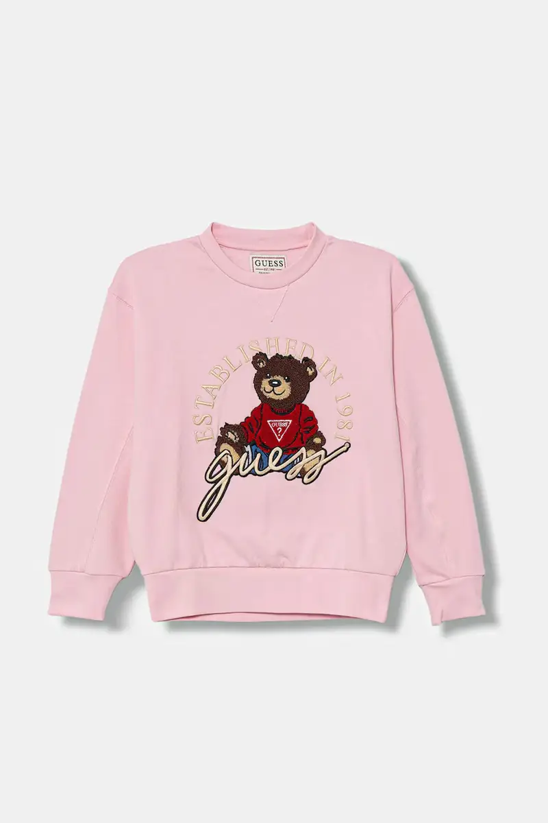 felpa in cotone bambino/a colore rosa con applicazione H5YJ00 KAX74