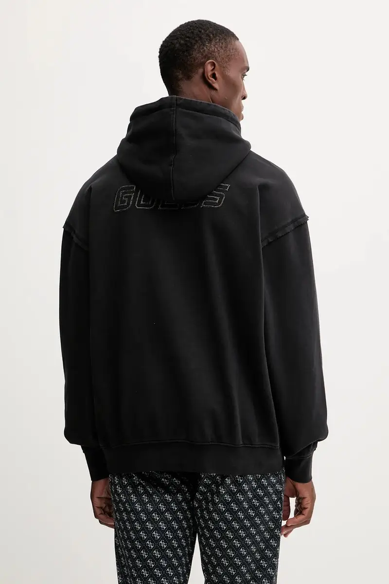 felpa in cotone LASI uomo colore nero con cappuccio con applicazione Z5BQ10 KCE91 miniatura 3