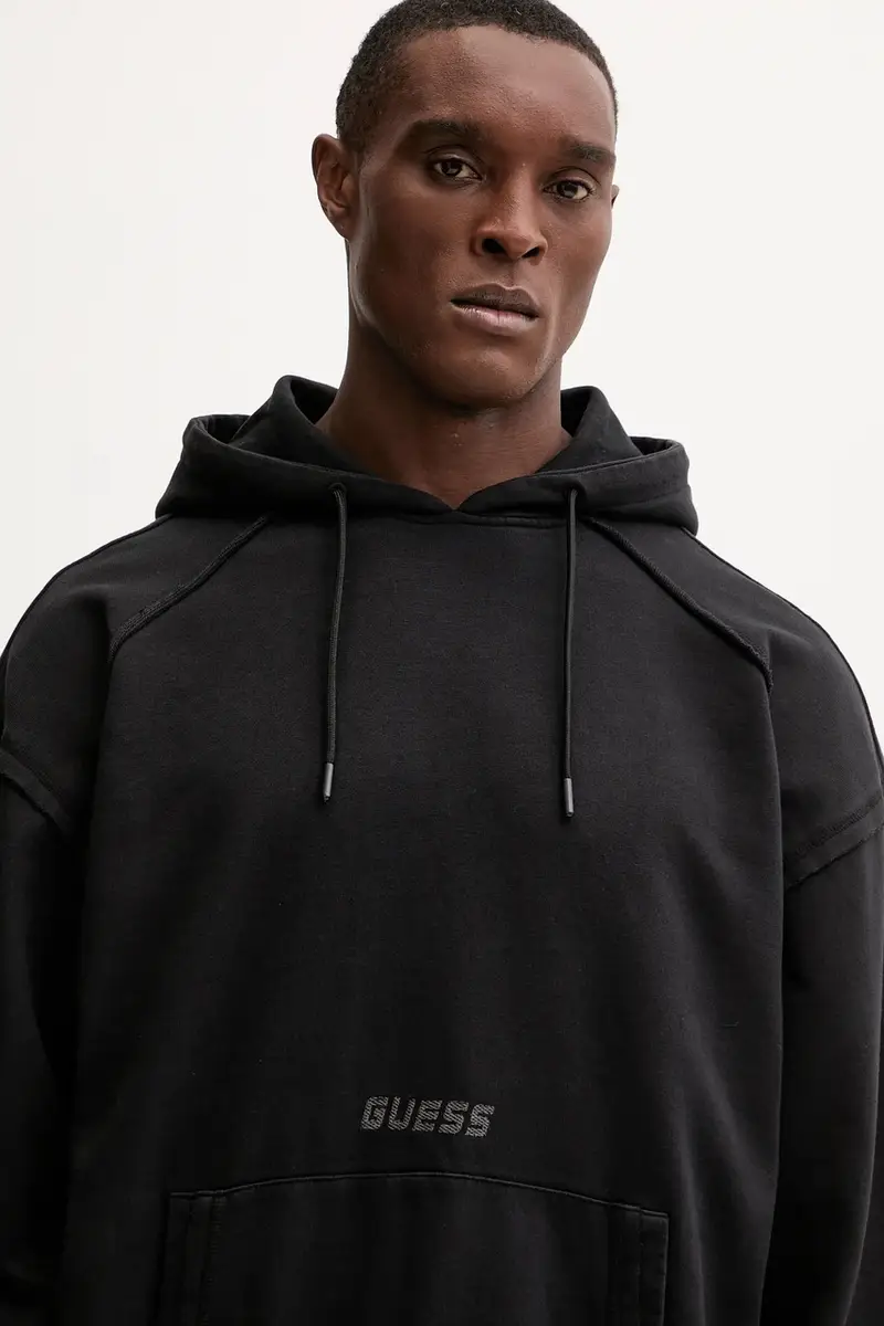 felpa in cotone LASI uomo colore nero con cappuccio con applicazione Z5BQ10 KCE91 miniatura 4