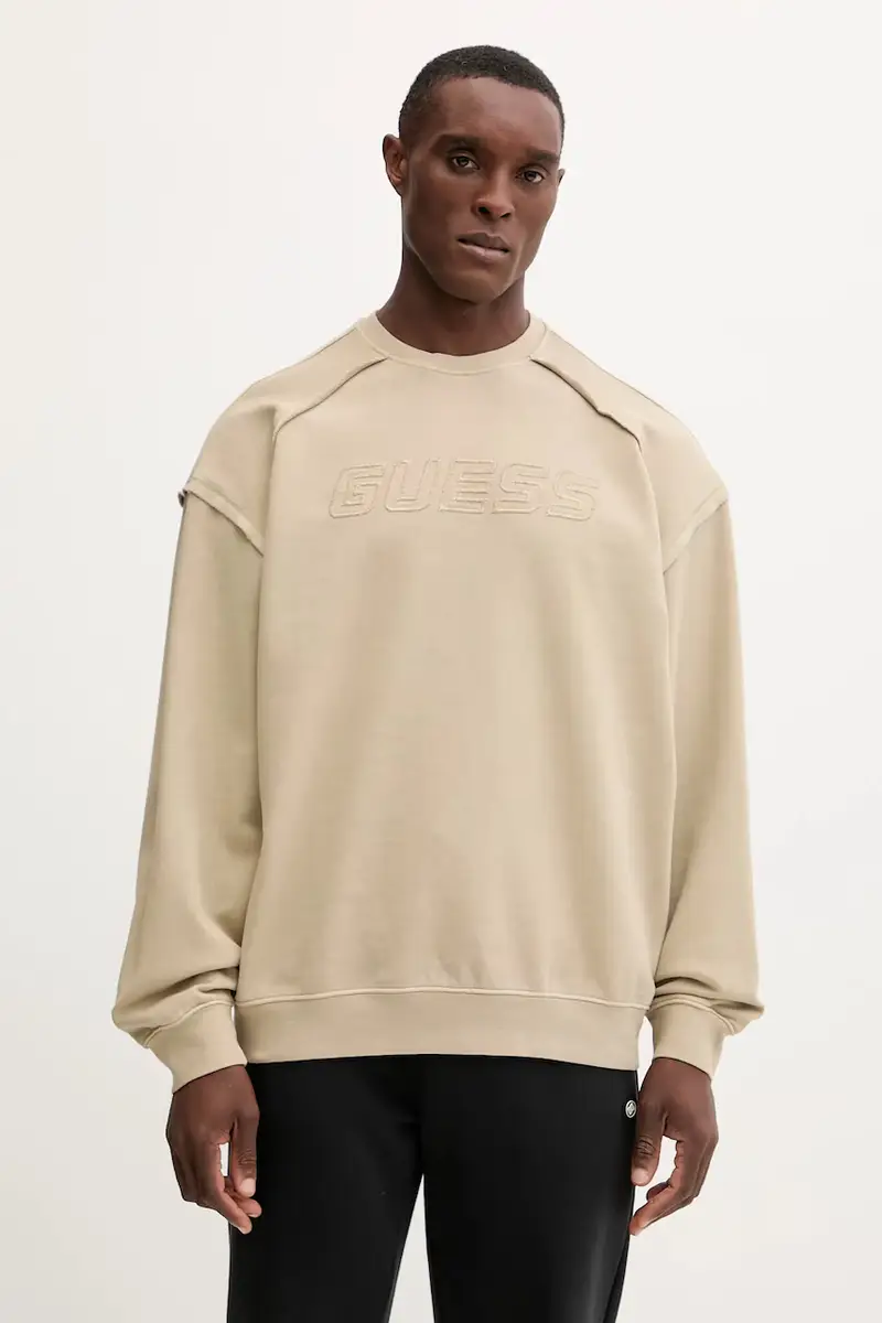 felpa in cotone LASI uomo colore verde con applicazione Z5BQ09 KCE91