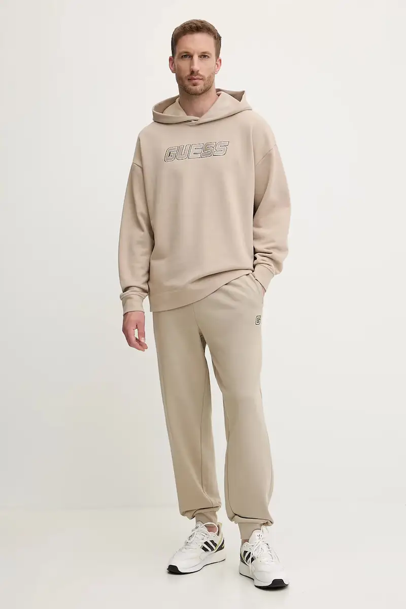 felpa in cotone MENTORE uomo colore beige con cappuccio con applicazione Z5YQ00 KCE91 miniatura 2