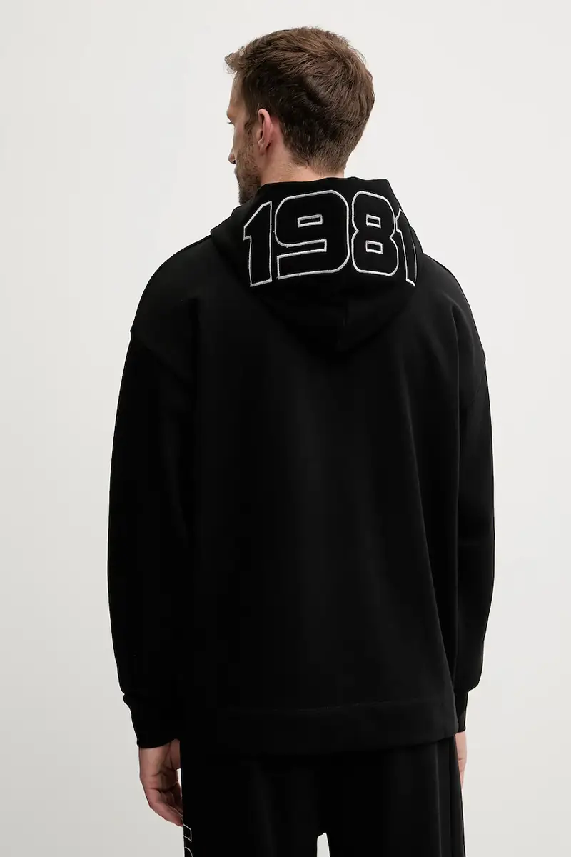 felpa in cotone MENTORE uomo colore nero con cappuccio con applicazione Z5YQ00 KCE91 miniatura 3