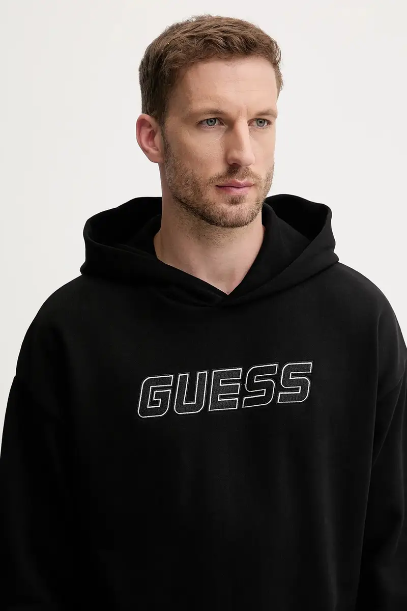 felpa in cotone MENTORE uomo colore nero con cappuccio con applicazione Z5YQ00 KCE91 miniatura 4