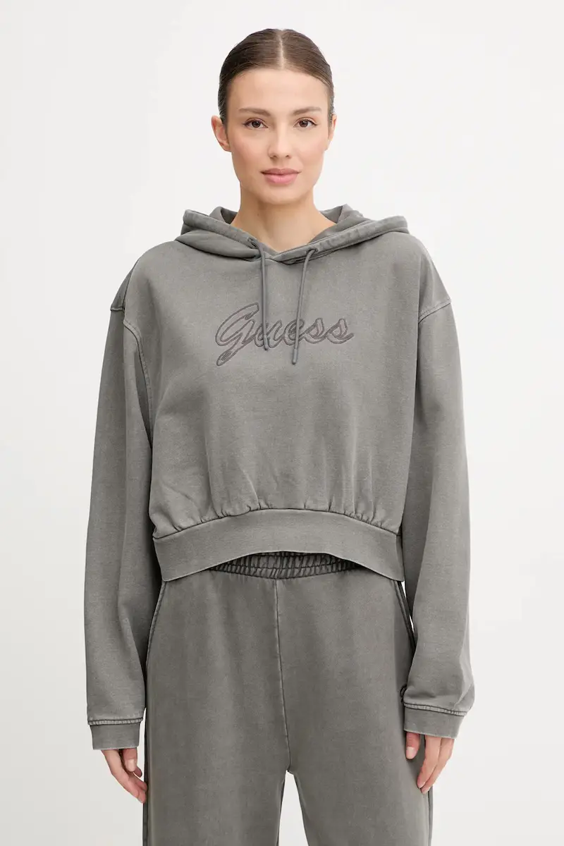 felpa in cotone MISTY donna colore grigio con cappuccio V5RQ16 KCOS1